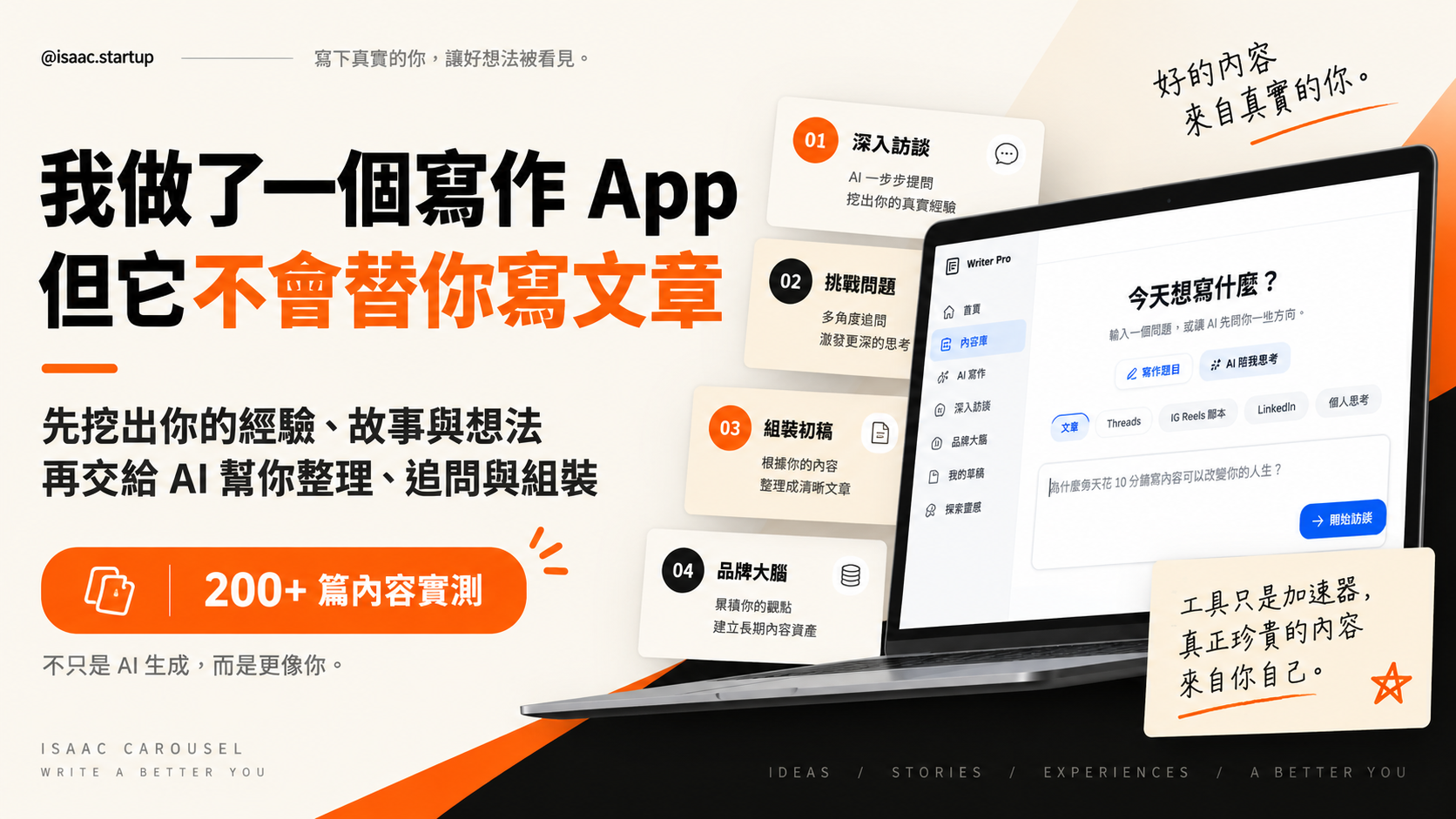 我做了一個寫作 App，但它不會替你寫文章